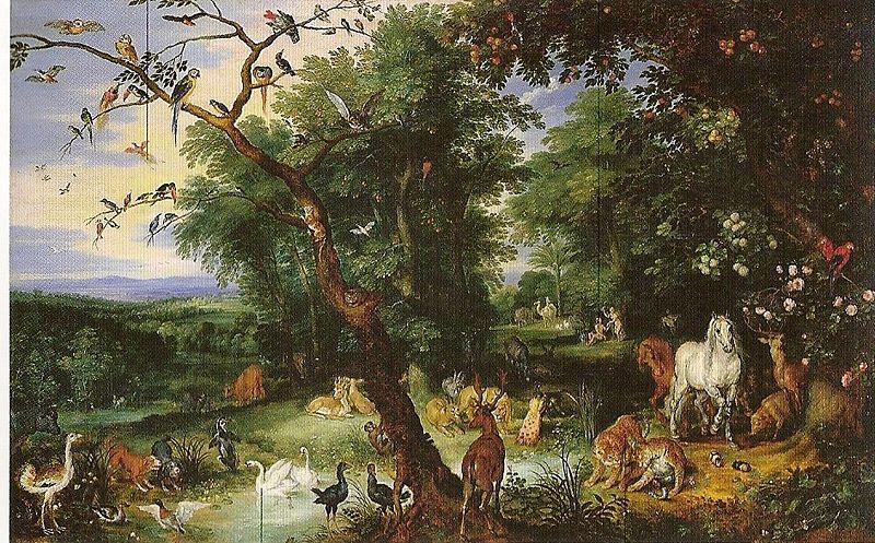 unknow artist Paradiesische Landschaft und Erbsunde oil painting picture